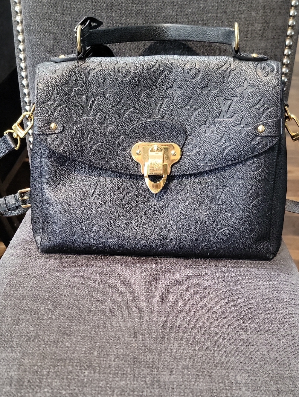Louis Vuitton Black Monogram Gold-Tone Lock Satchel